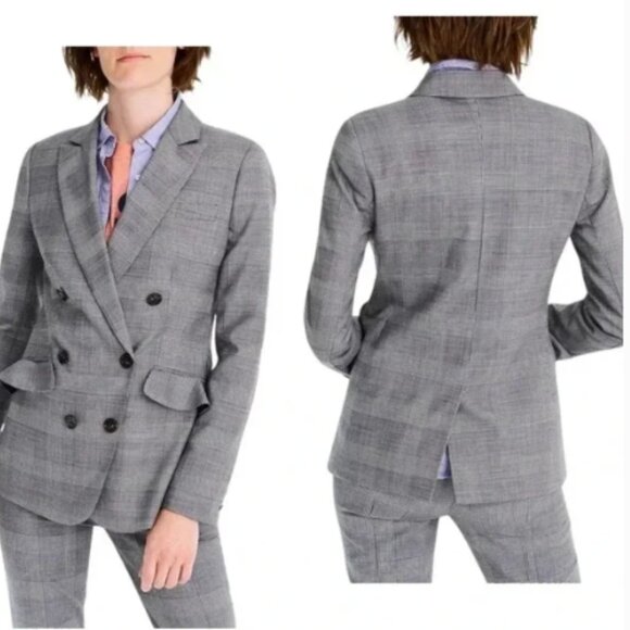 J Crew Glen Plaid Wool Blazer Jacket Gray Blue Double Breasted NEW NWOT Size 2 - Picture 2 of 16